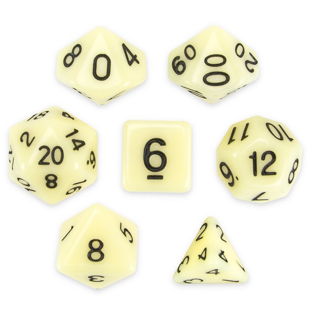 Opaque Ivory with Black Polyhedral 7-Die Set