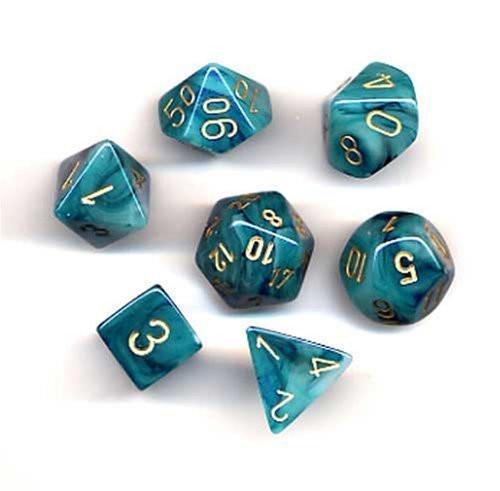 Phantom Polyhedral Teal/Gold Dice Set (7)