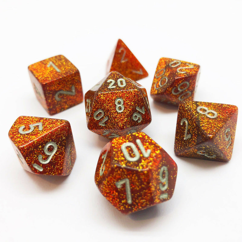 Glitter Polyhedral Gold/Silver Dice Set (7)