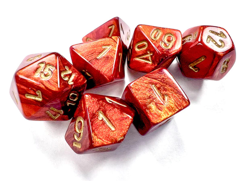 Scarab Mini-Polyhedral Scarlet/gold 7-Die Set