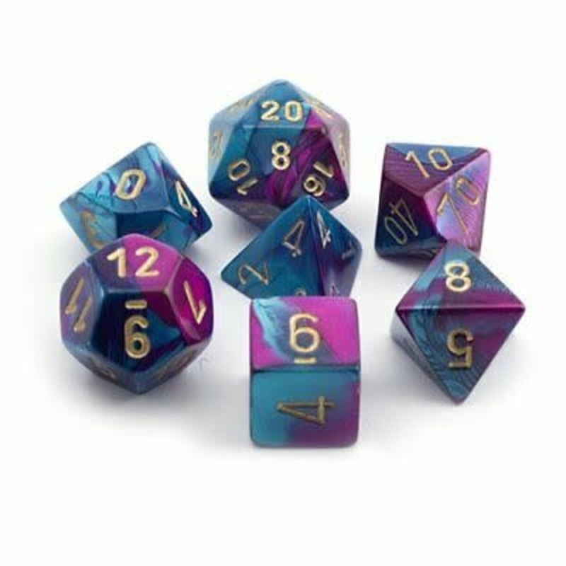 Gemini Mini-Polyhedral Purple-Teal/gold 7-Die Set