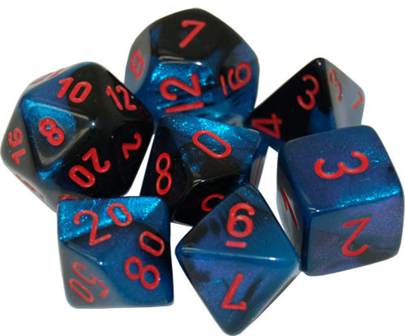 Gemini Mini-Polyhedral Black-Starlight/red 7-Die Set