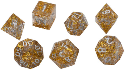 7 Piece RPG Dice Set: Sharp Edged - Precious Metals