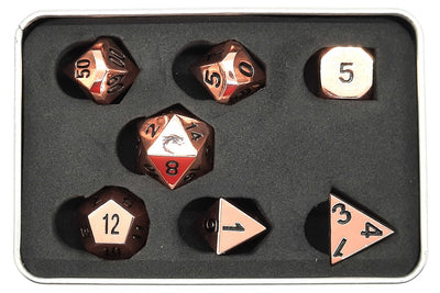 Old School 7 Piece RPG Metal Dice Set: Halfling Forged - Shiny Copper