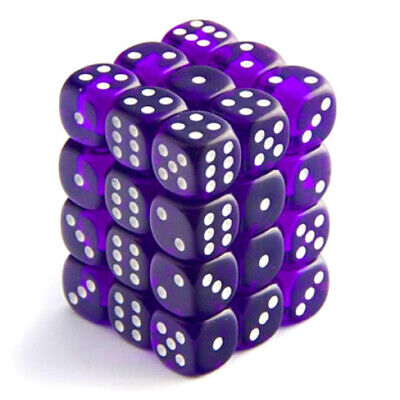 Translucent 12mm d6 Purple/white Dice Block (36)